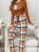 Leve 2 Pague 1] Pijama Feminino Ursinho do Inverno (Proteção e conforto térmico) + BRINDE: 1 Pantufa Antifrío + estilo para usar em casa